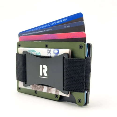 Billetera Ragnak Matte Green con correa y tarjetas