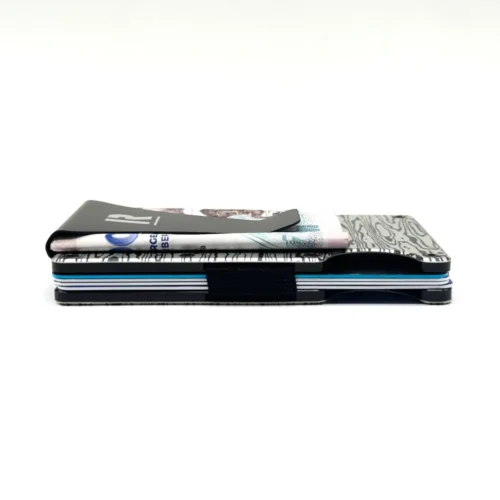 Billetera Ragnak Zebra con clip acostada