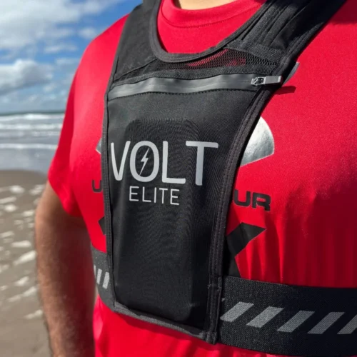 Chaleco para correr Volt de cerca