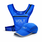 Kit Running azul (chaleco + gorra)